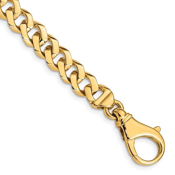 14k Yellow Gold 8mm Fancy Chain Link Bracelet - 8 Inch